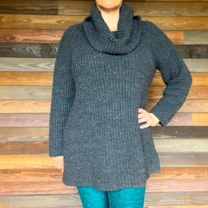 Charcoal gray cowl neck long sweater